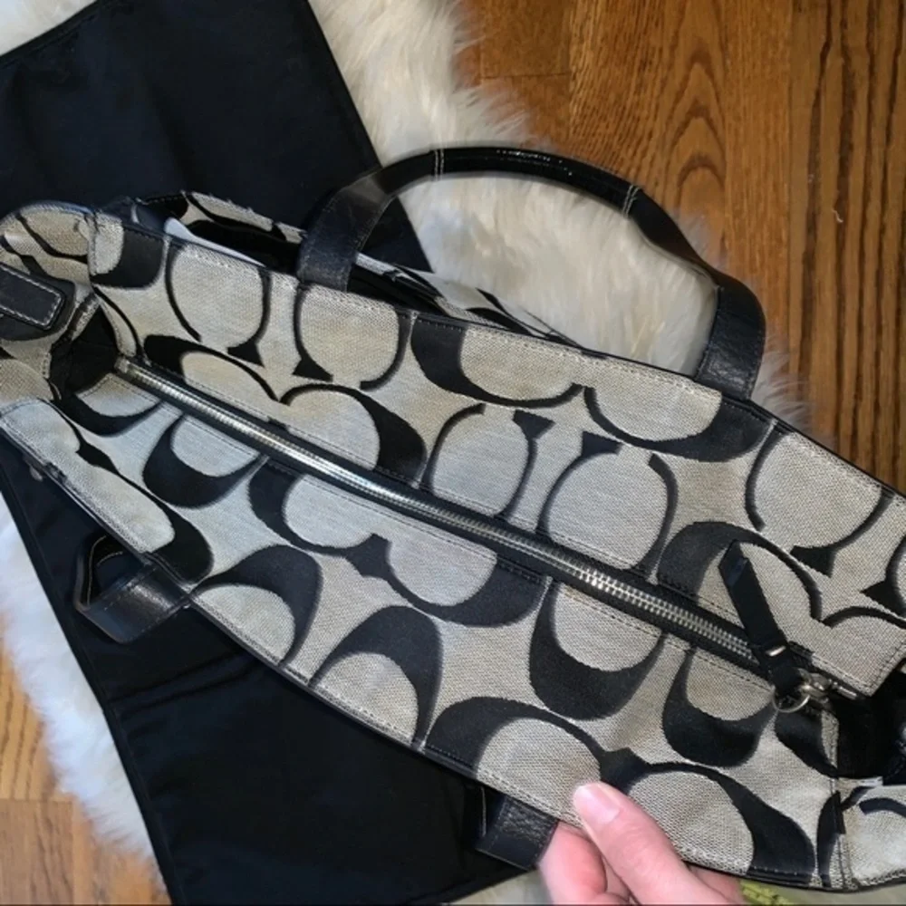 Coach canvas black gray baby‎ diaper bag purse